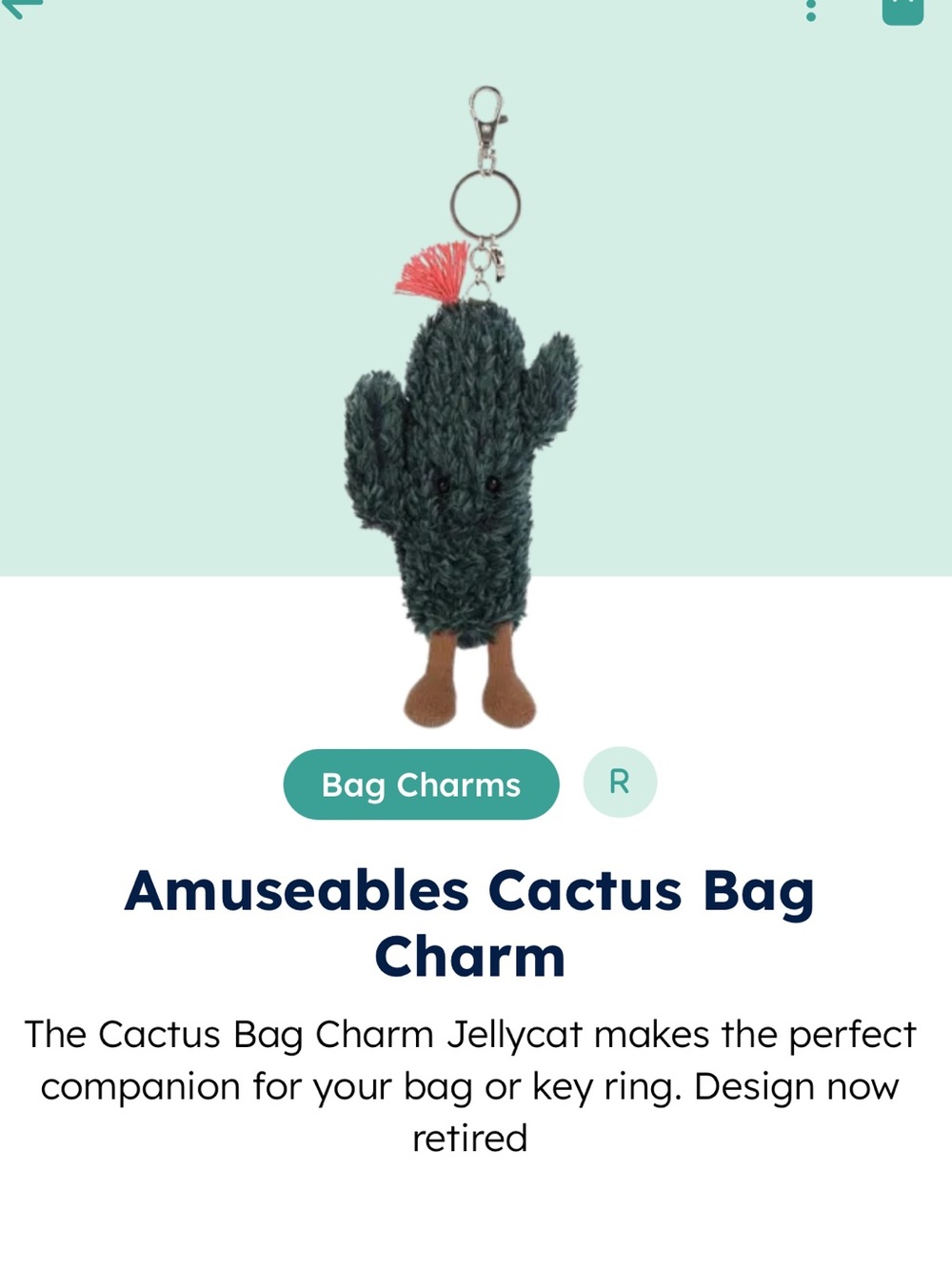 Jellycat Amuseables Cactus bag charm- retired - Picture 2 of 5